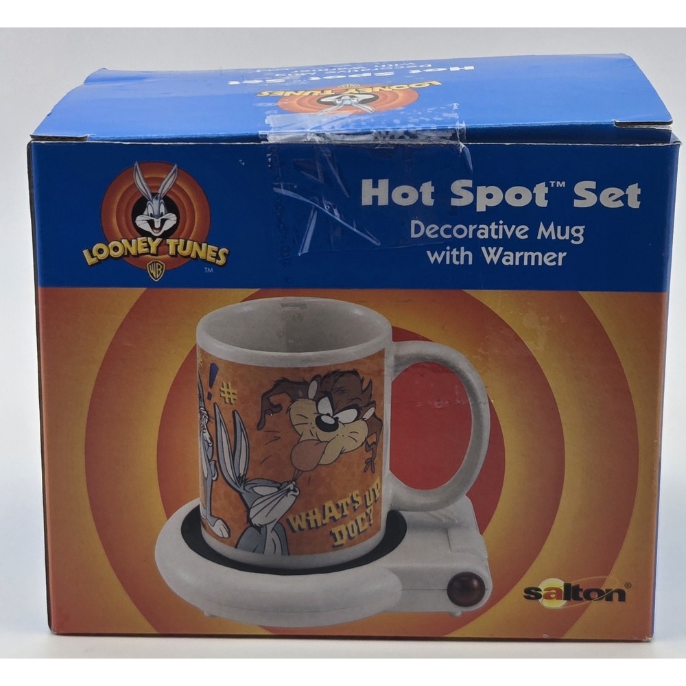Looney Tunes Bugs Bunny Taz Hot Spot Mug Warmer Set Salton Vintage‎
